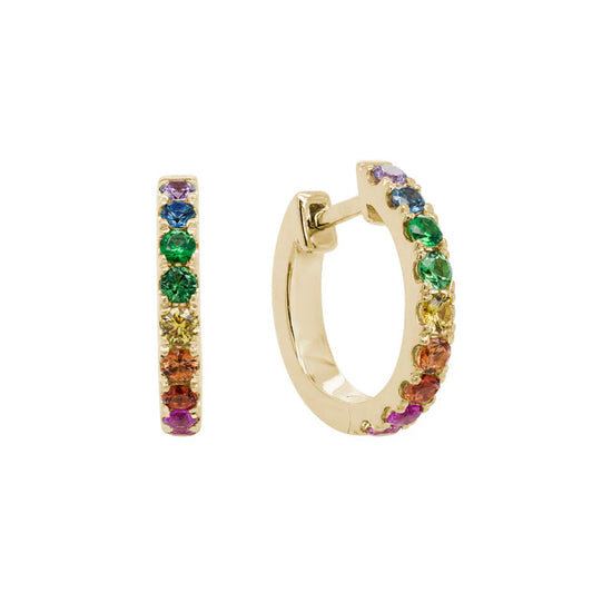 Rainbow Sapphire Hoop Huggie