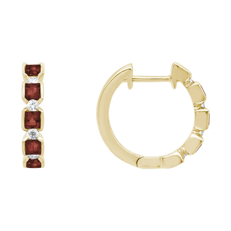 Ruby Diamond Huggie Earrings