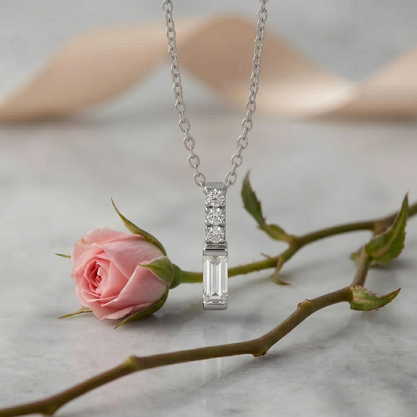 Diamond Baguette Necklace