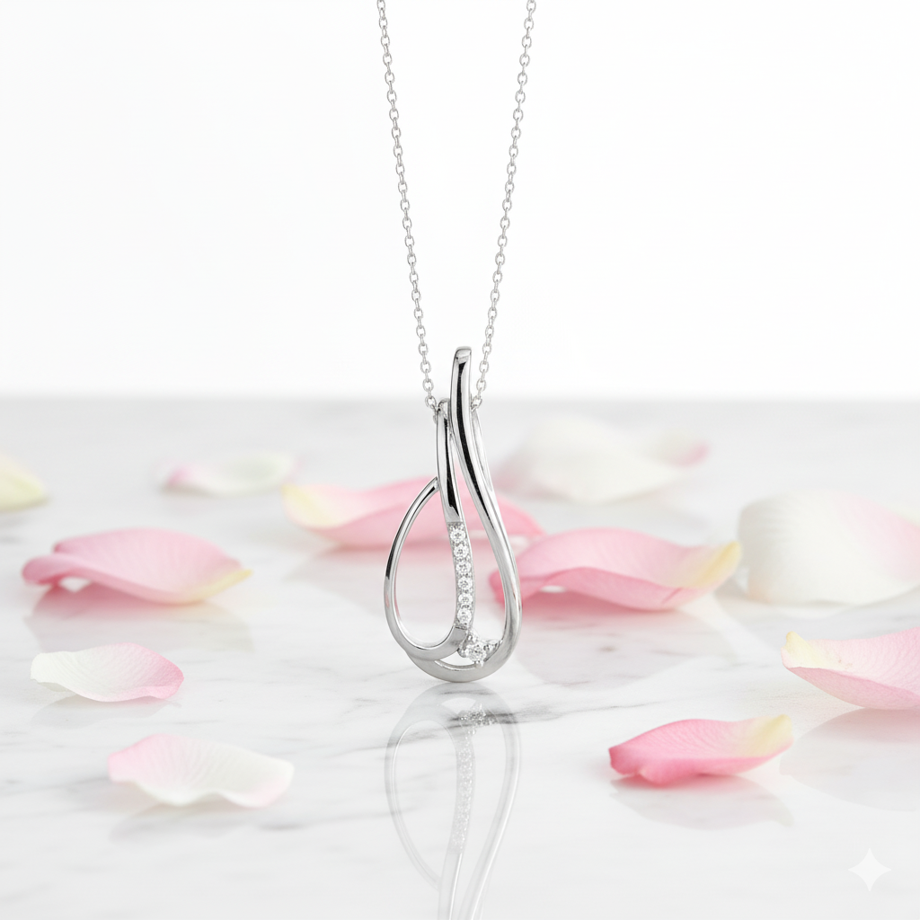 Swoop Pendant with Diamond Accents
