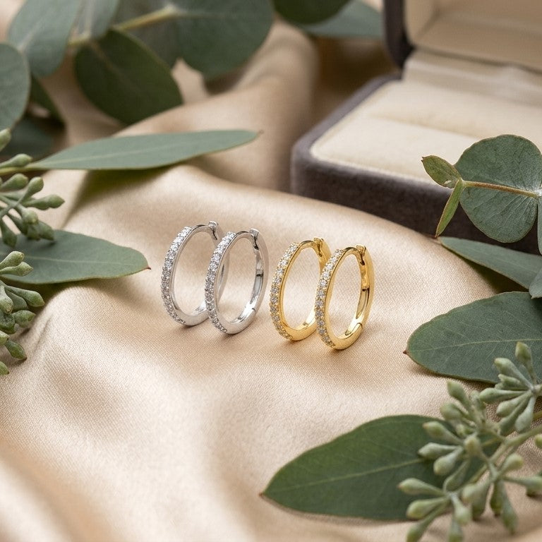 Dainty Diamond Hoops
