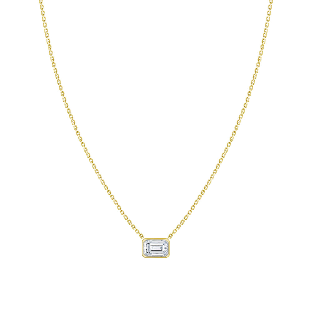 Emerald Cut Diamond Solitaire Necklace