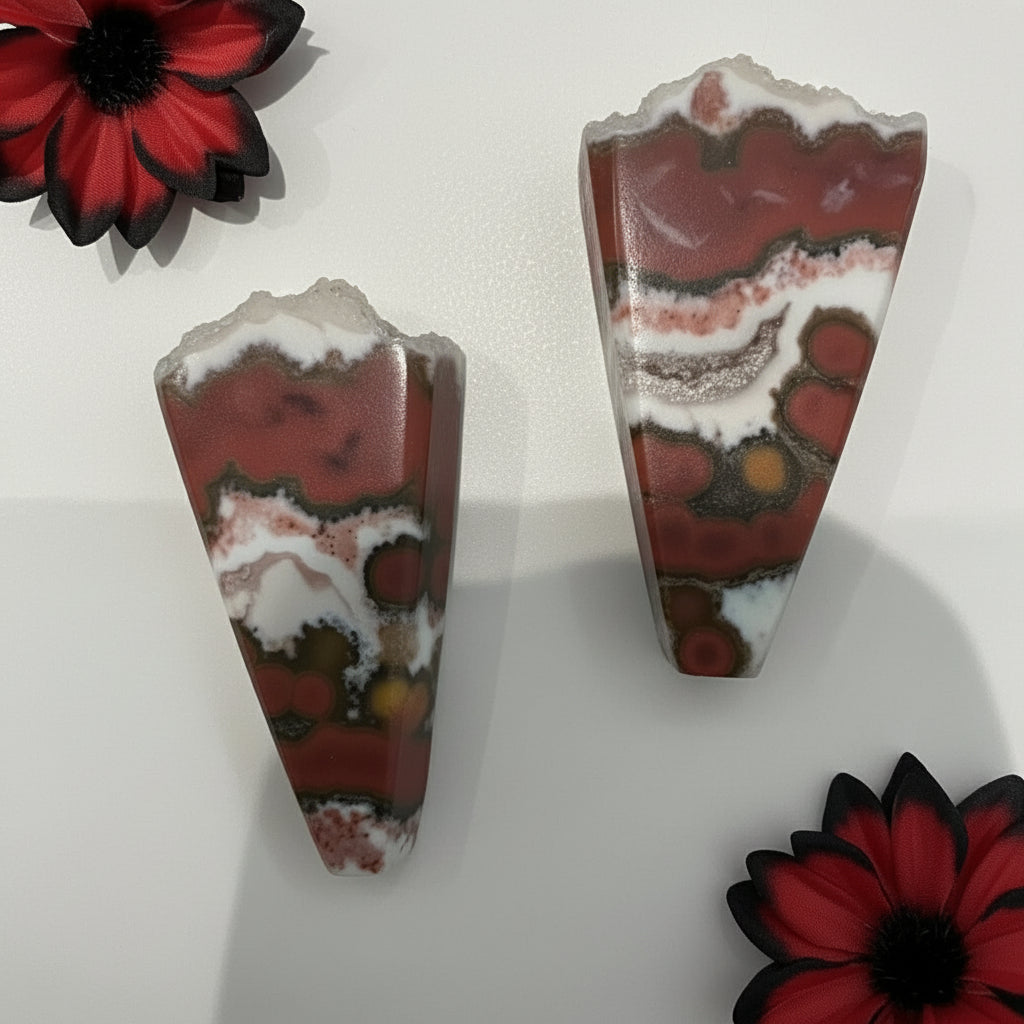Red River Jasper Druzy Top Pair