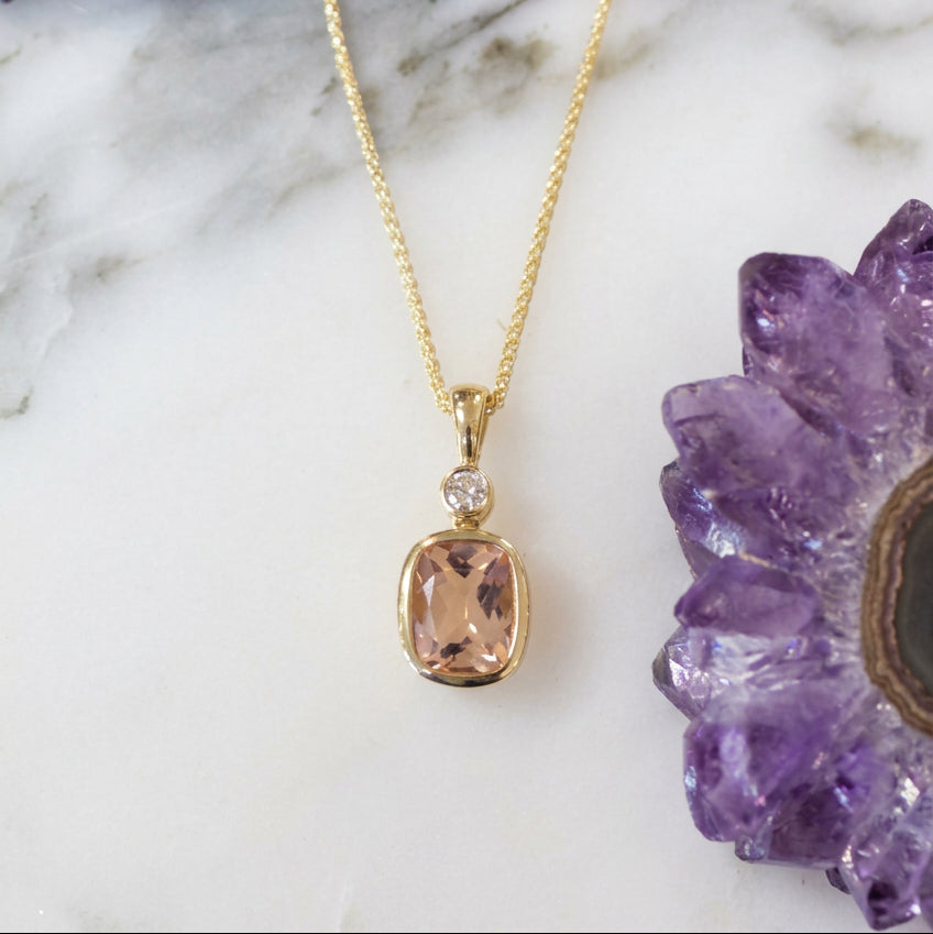 Morganite Cushion Pendant