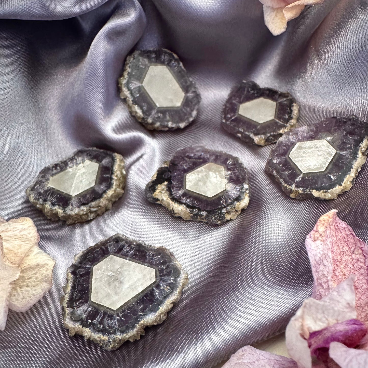 Rectangular Amethyst Calcite Slices