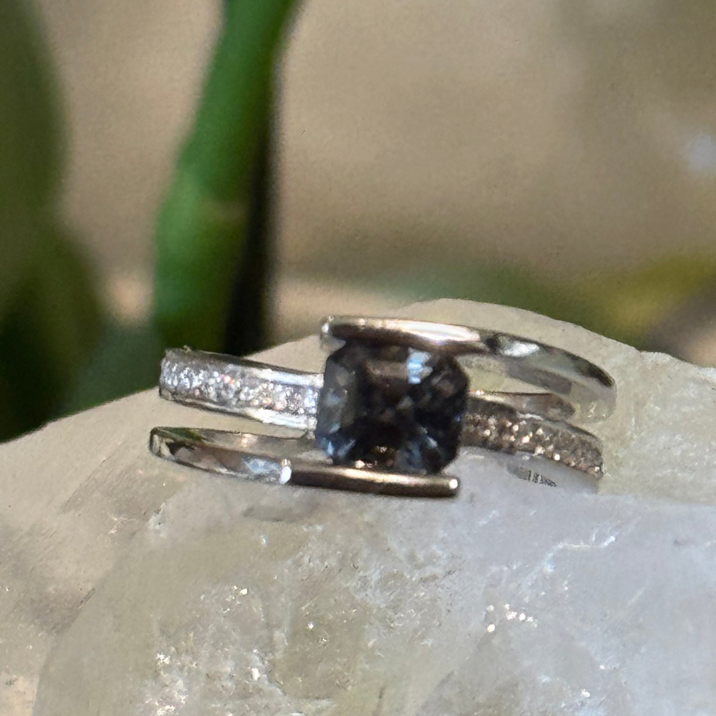 Spinel Emerald Cut with Channel Set Diamonds Ring