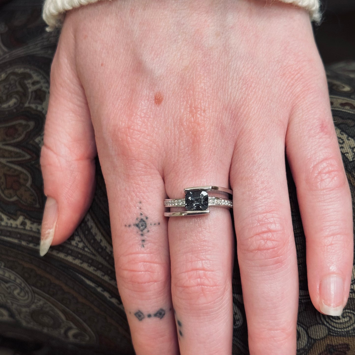 Spinel Emerald Cut with Channel Set Diamonds Ring