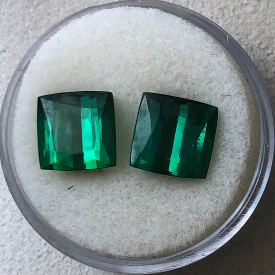 Square Green Tourmaline Pair, 6.27 total ct.