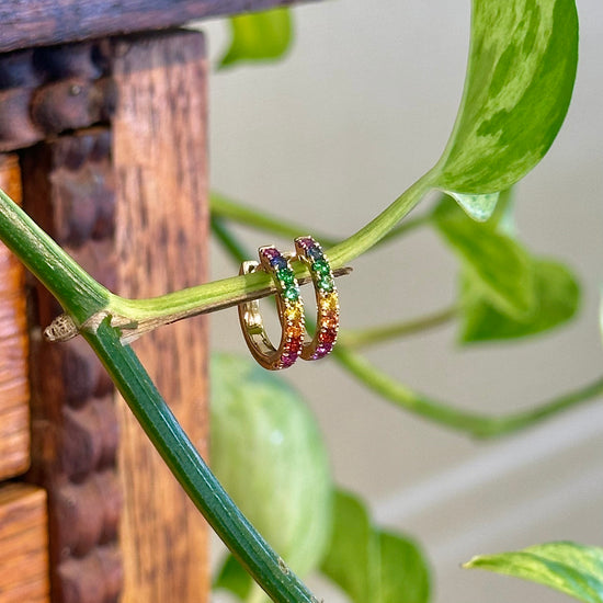 Rainbow Sapphire Hoop Huggie