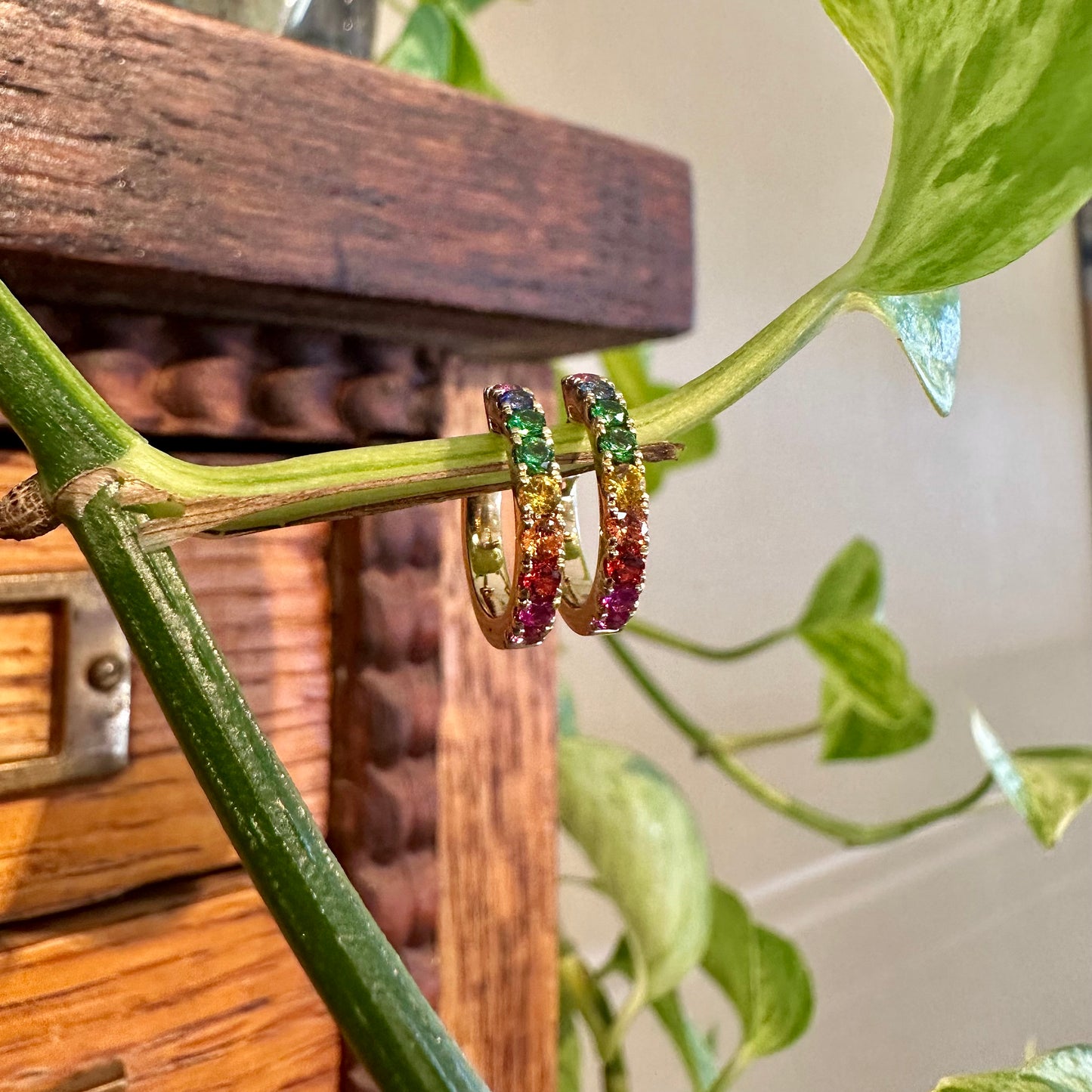 Rainbow Sapphire Hoop Huggie