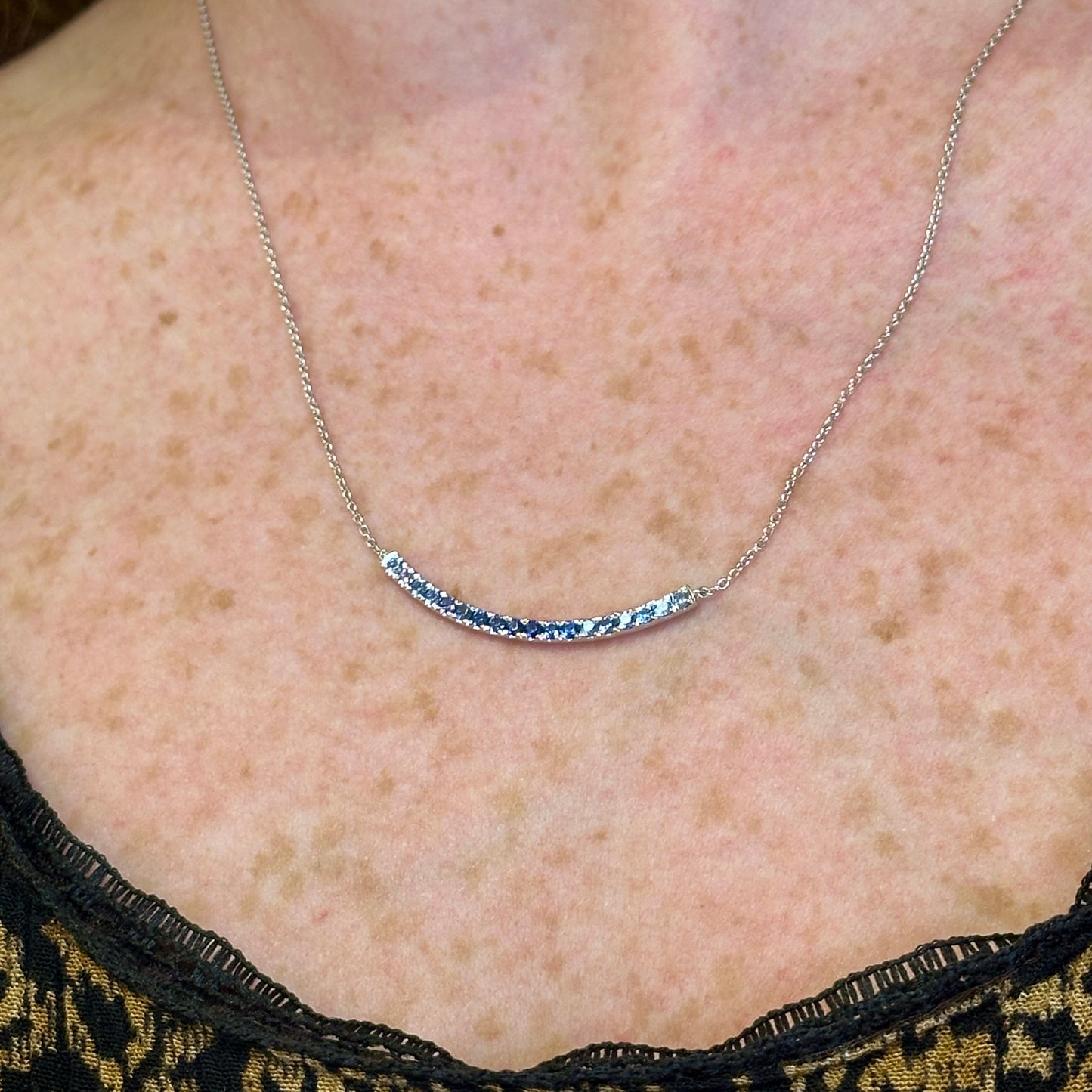 Ombre Blue Sapphire Smile Necklace