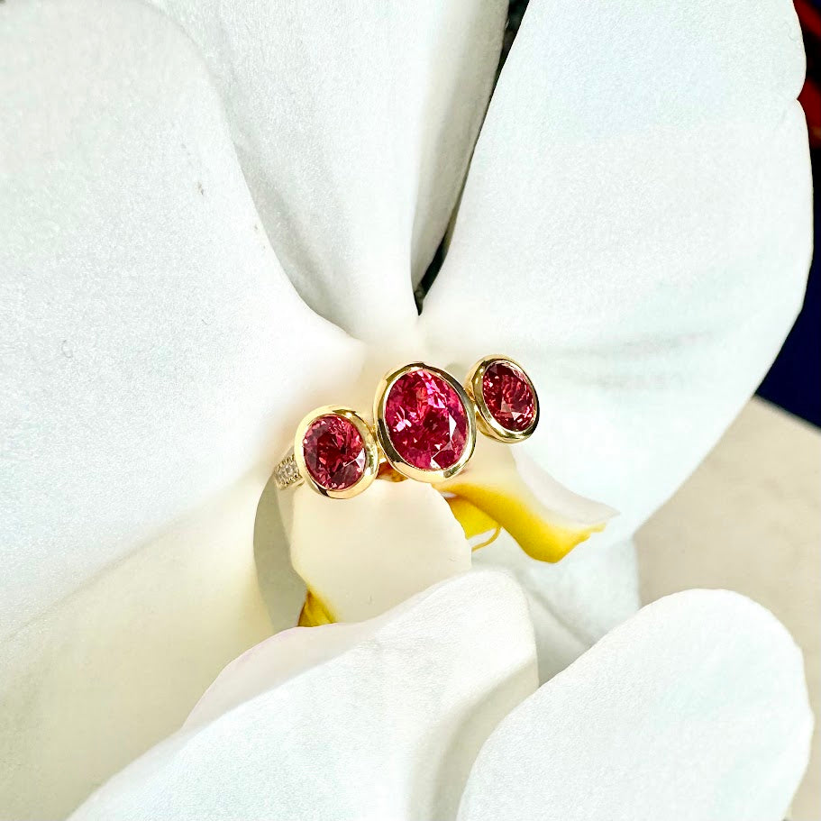 Mahenge Spinel Stackable 3-Stone Ring