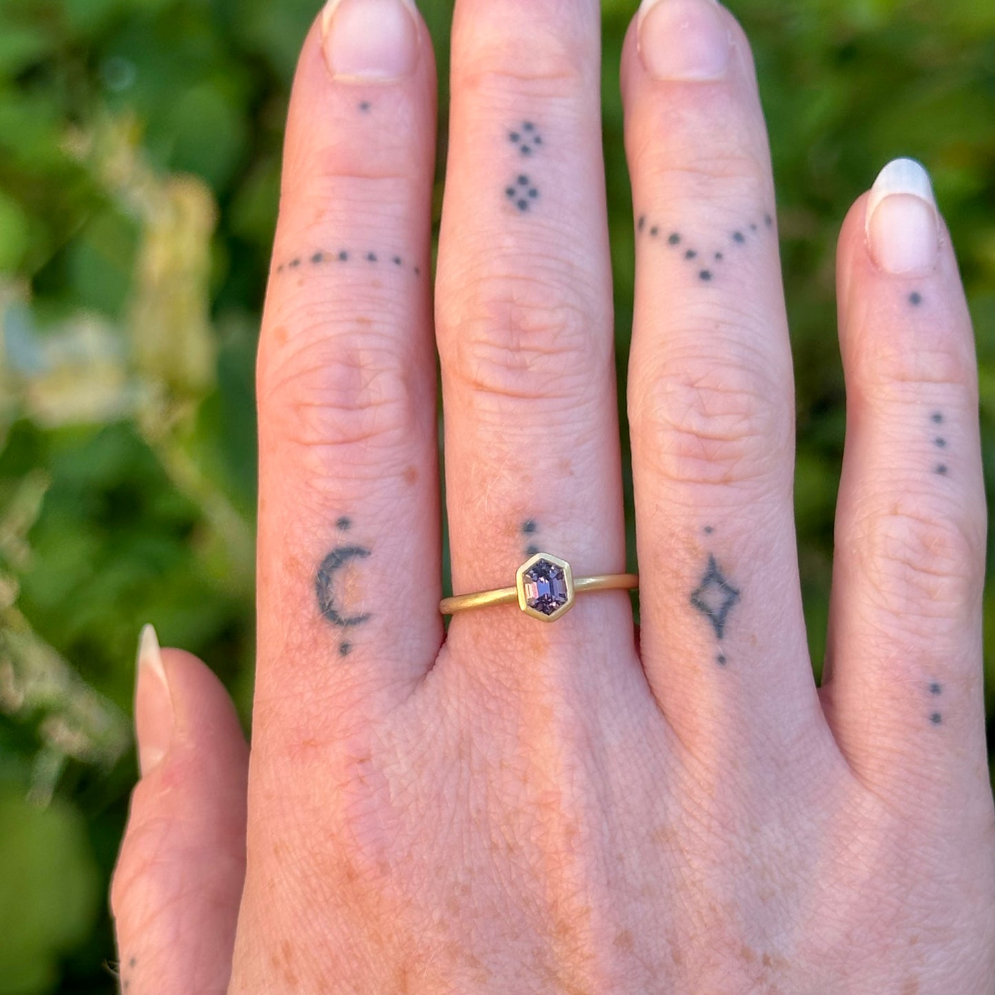 Purple Spinel Hexagon Yum Drop Ring