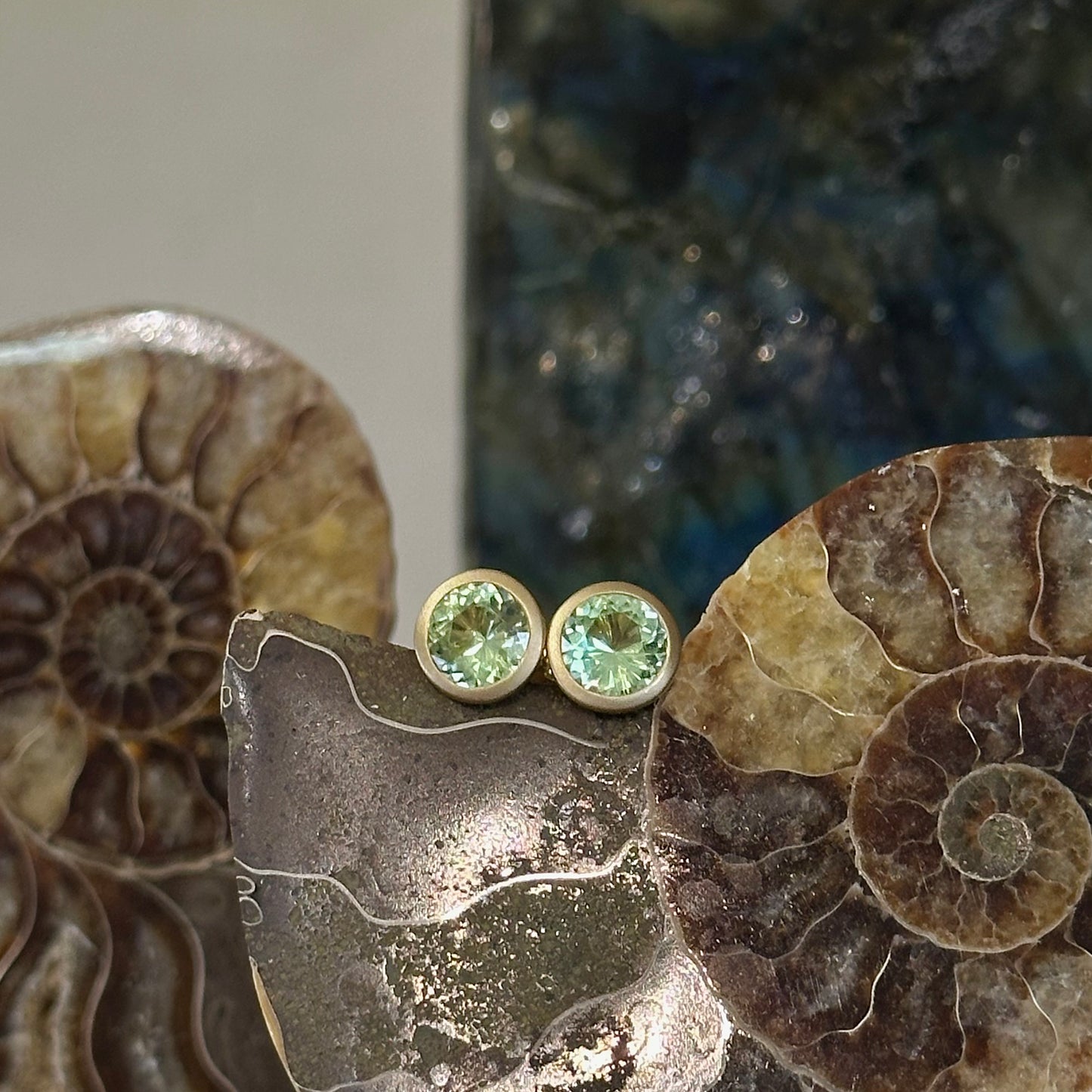 Minty Peridot Bezel Studs