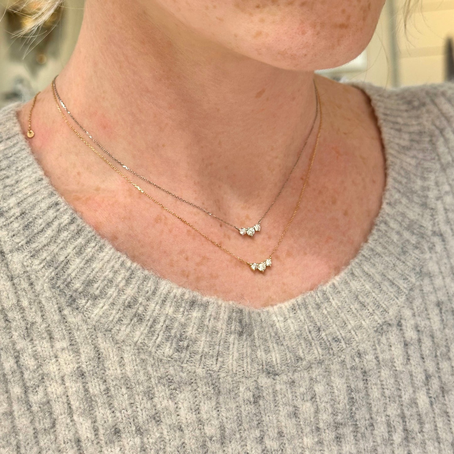 Three Stone Diamond Necklace