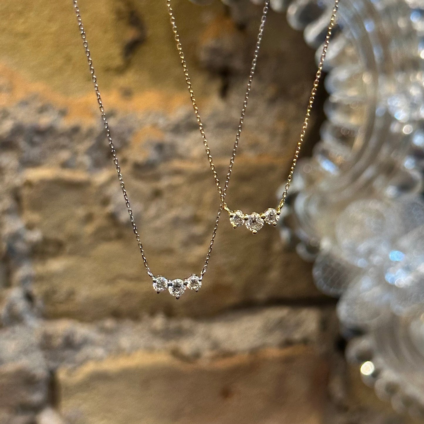 Three Stone Diamond Necklace