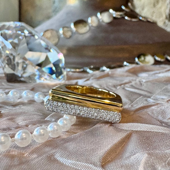 Gold Pave Barre Ring