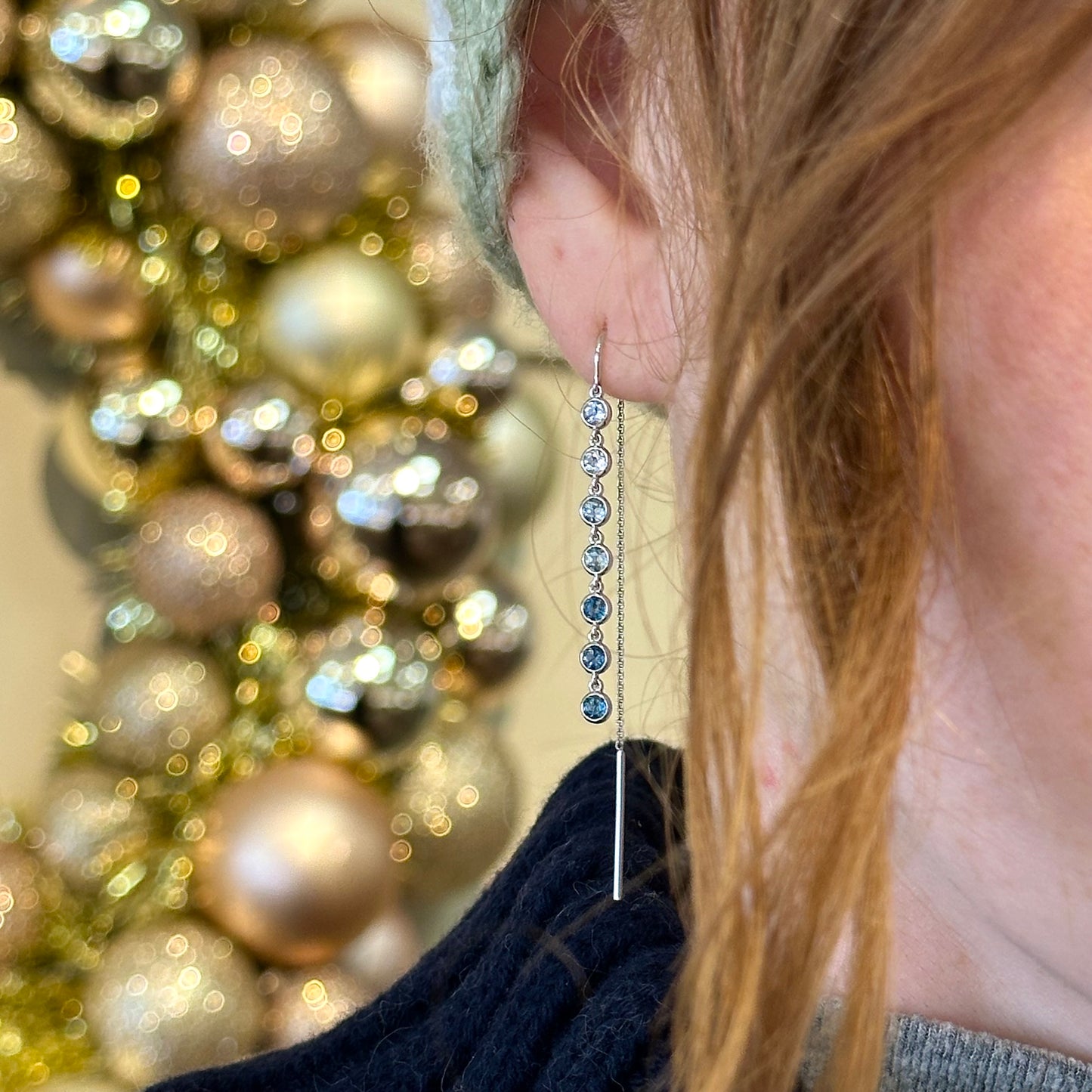 Blue Topaz Bezel Earring