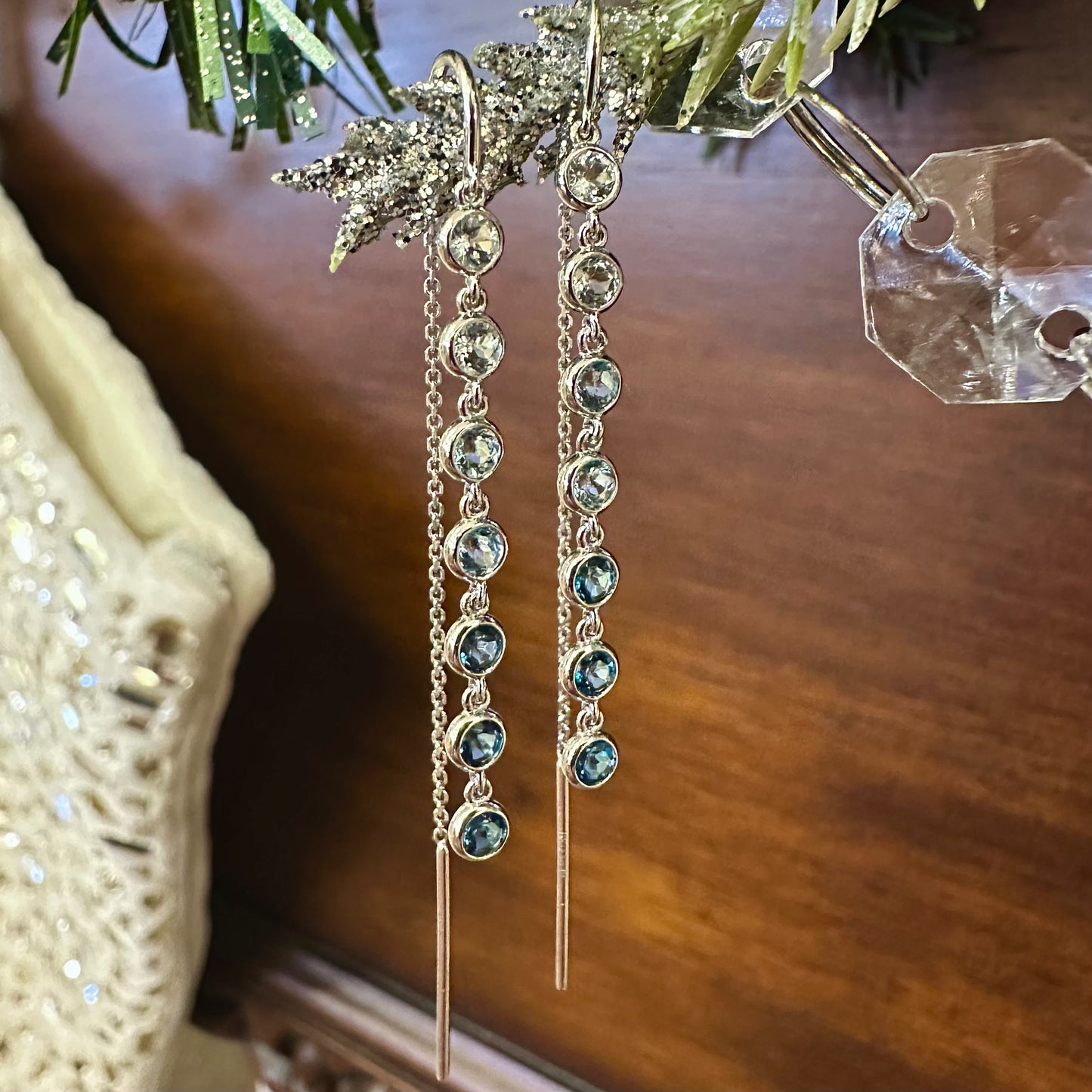 Blue Topaz Bezel Earring