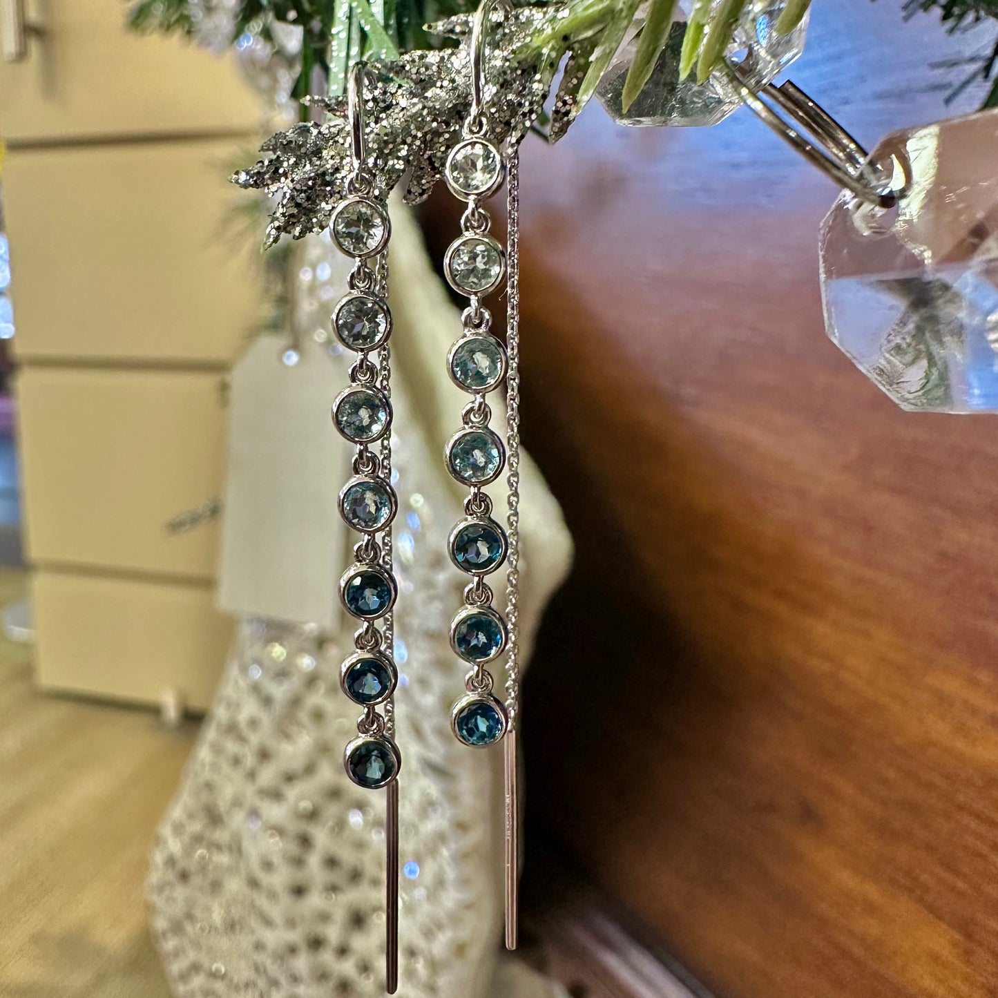 Blue Topaz Bezel Earring