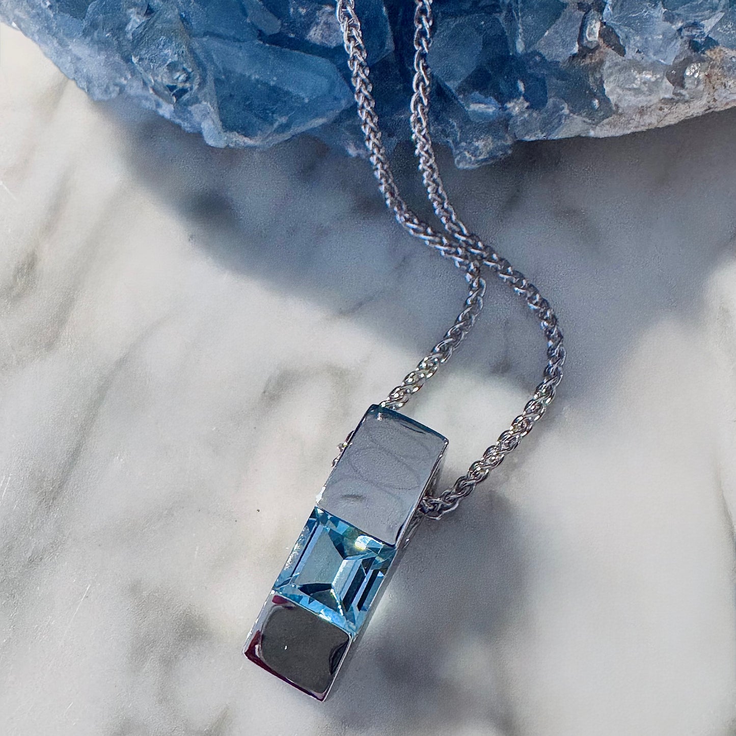 Blue Topaz Baguette Pendant