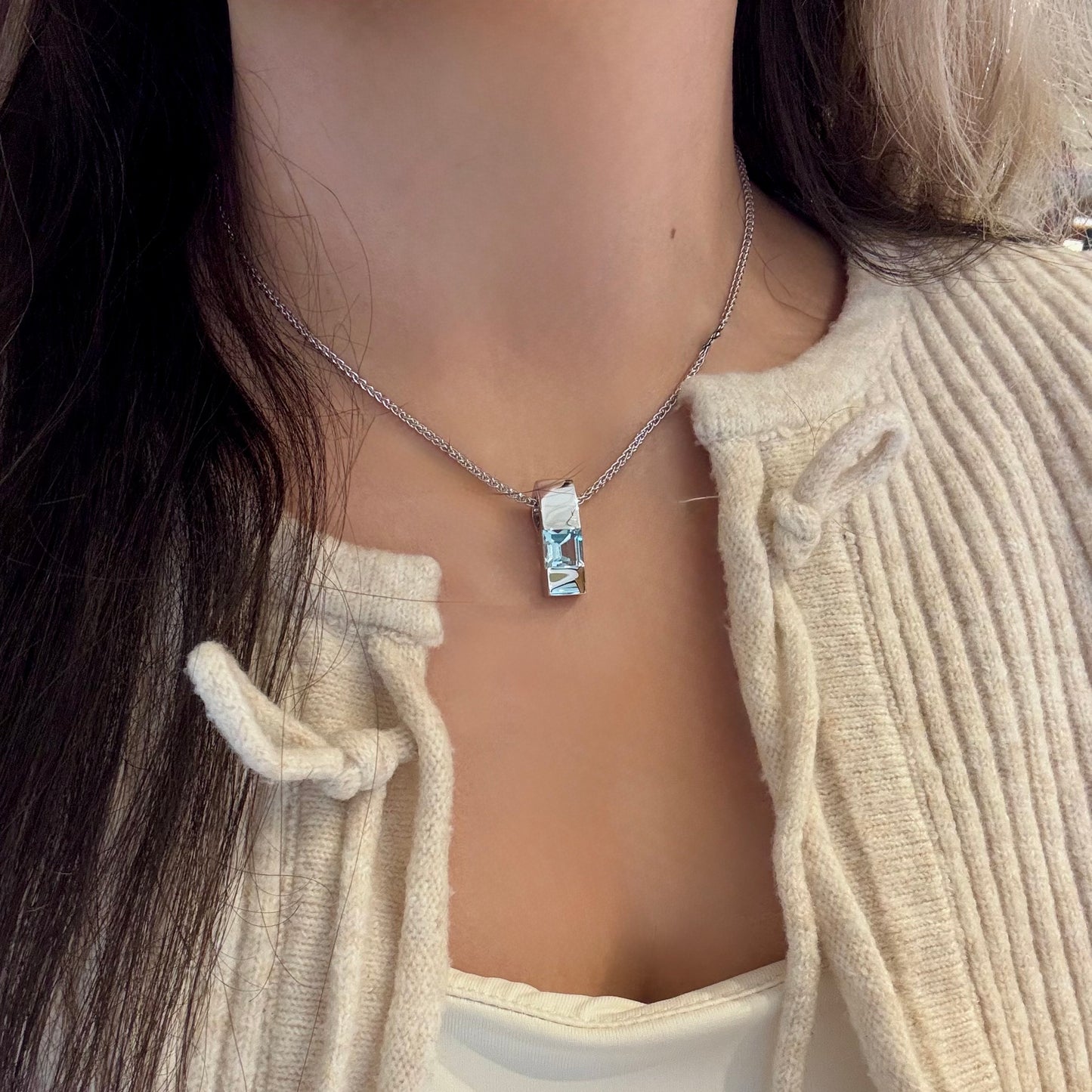 Blue Topaz Baguette Pendant