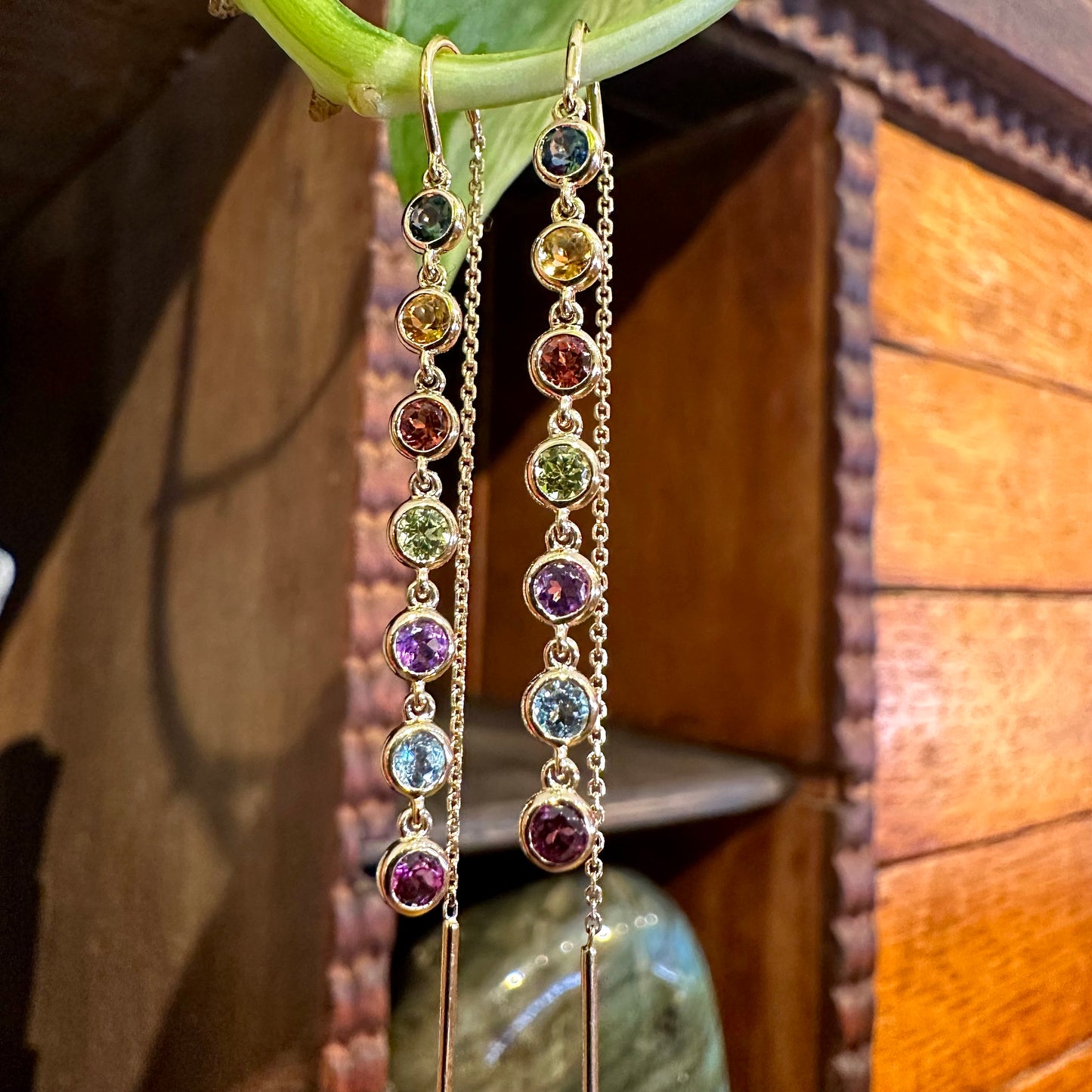 Multi Gem Bezel Earring