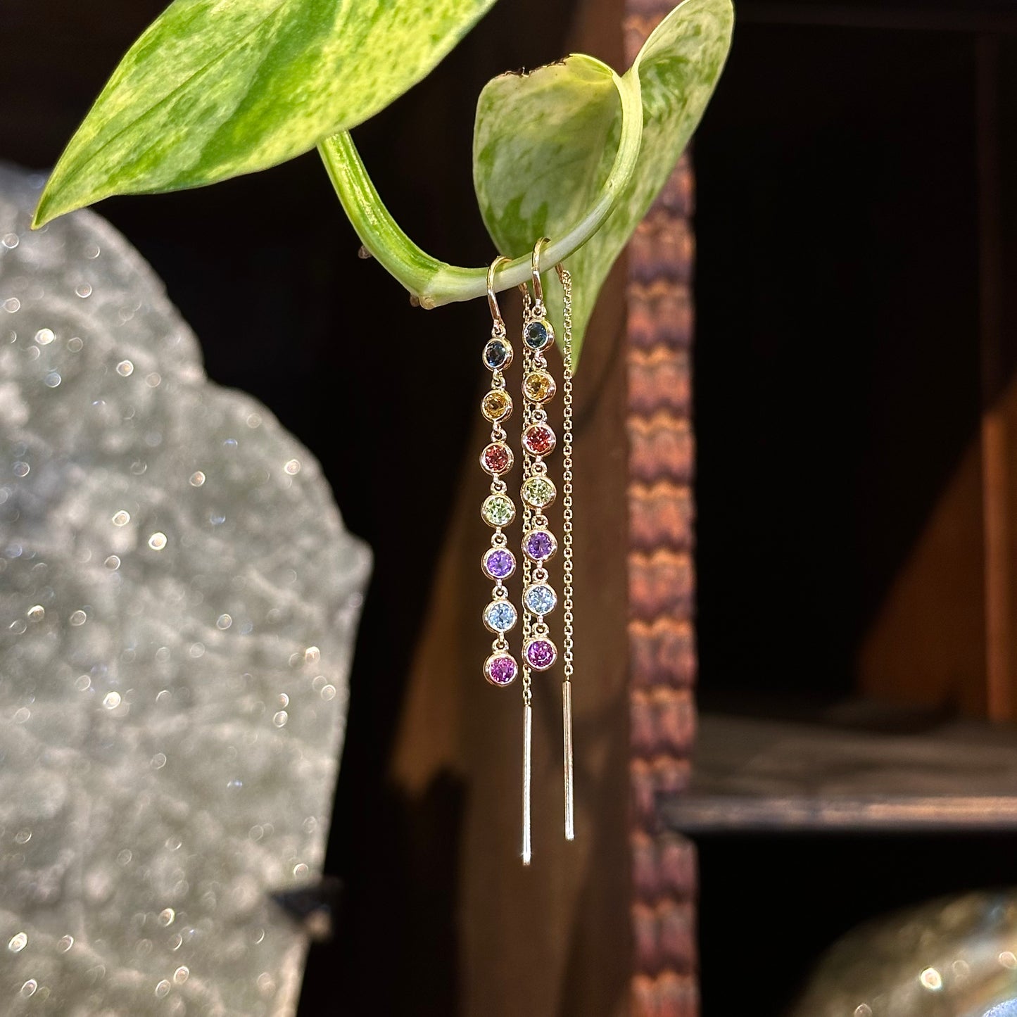 Multi Gem Bezel Earring