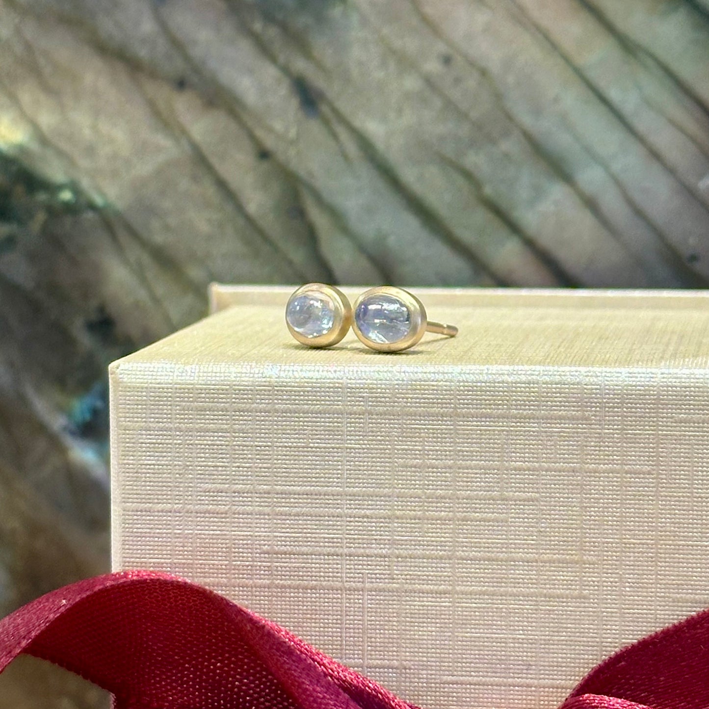 Oval Moonstone Bezel Studs
