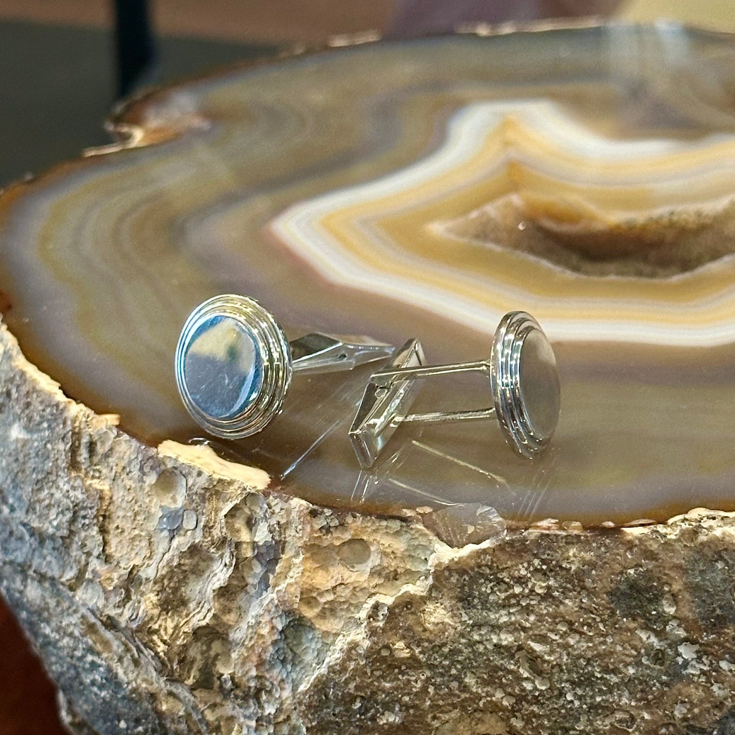 Circle Step Edge Cuff Links