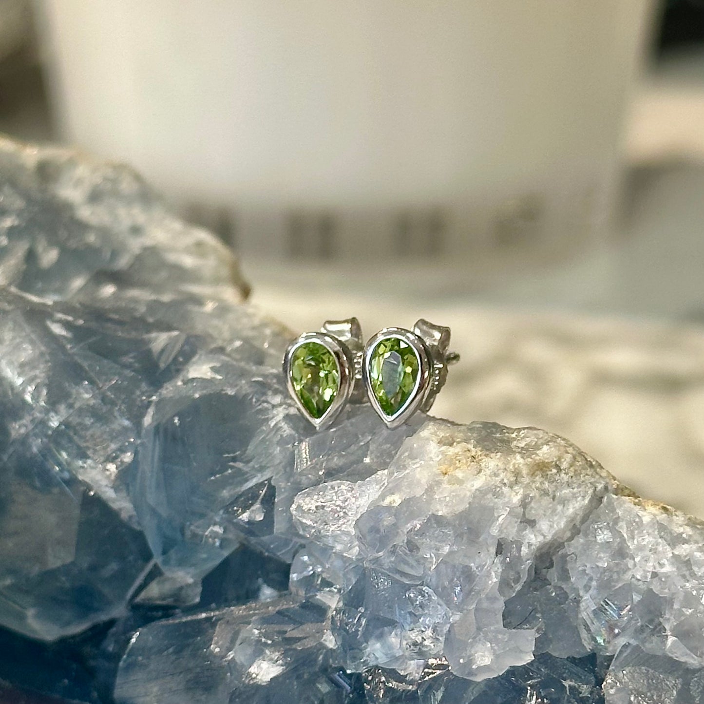 Pear Gemstone Bezel Stud