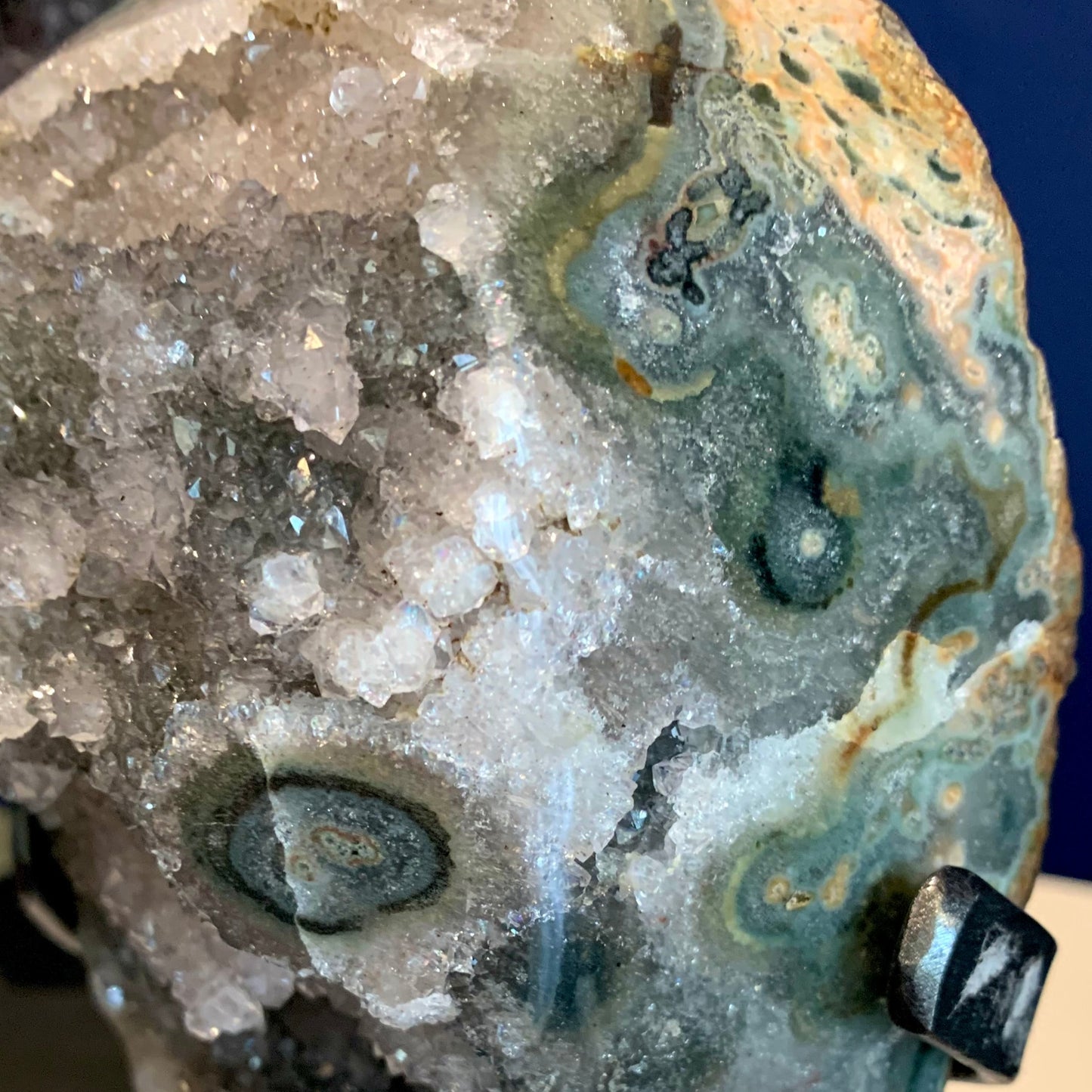 Grey Olive Lavender Quartz Geode
