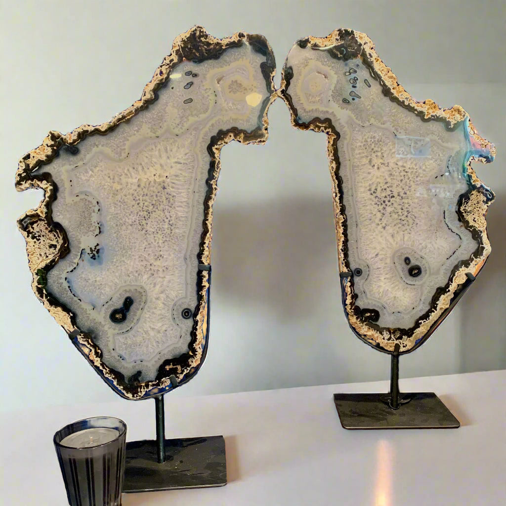 Angel Wing Agate  & Quartz Pair
