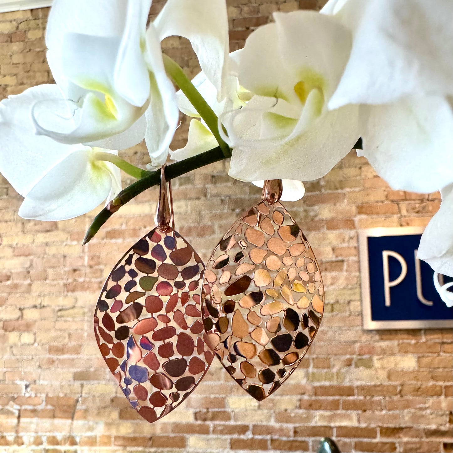 Mosaic Leaf Dangle Earrings