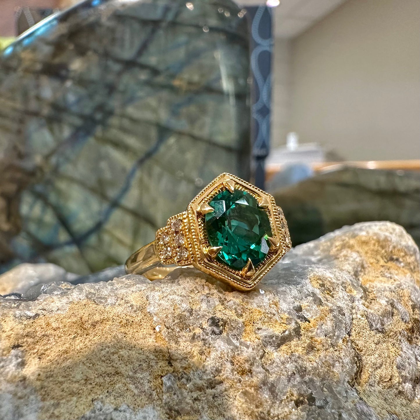Tourmaline and Diamond Ring