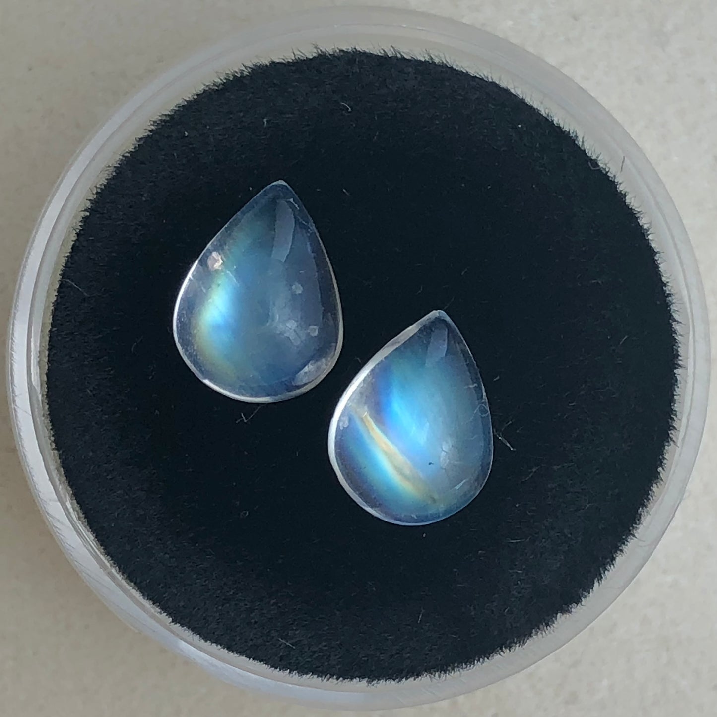 Cabochon Pear Moonstone Pair, 0.59ctw