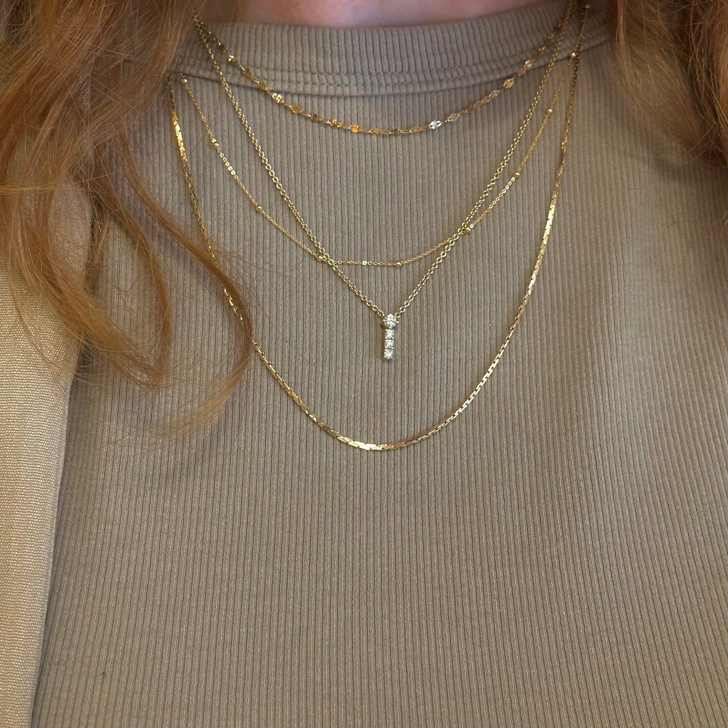Four Stone Diamond Line Necklace