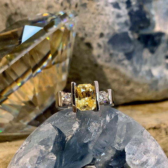 Yellow Sapphire and Diamond Ring