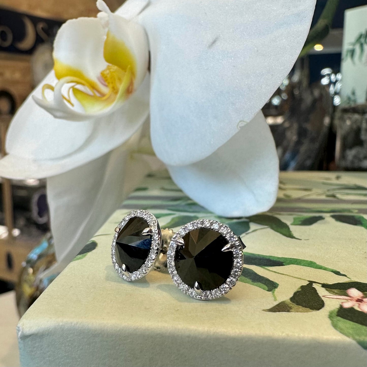 Kimberly Collins Black Spinel and Diamond Studs