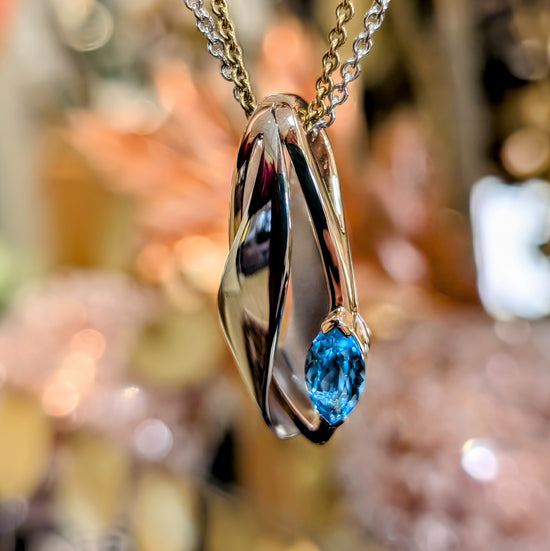 Blue topaz Marquise pendant