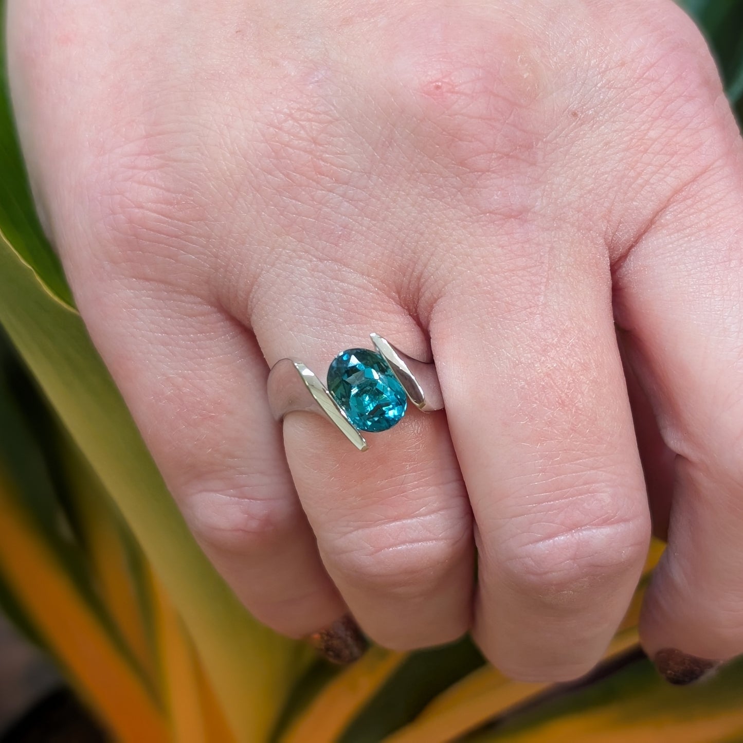 Blue Tourmaline Bypass Ring