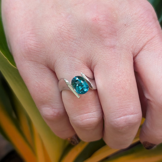 Blue Tourmaline Bypass Ring