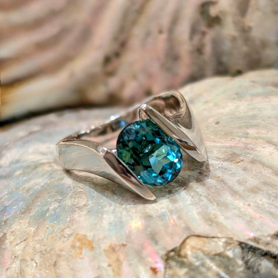 Blue Tourmaline Bypass Ring