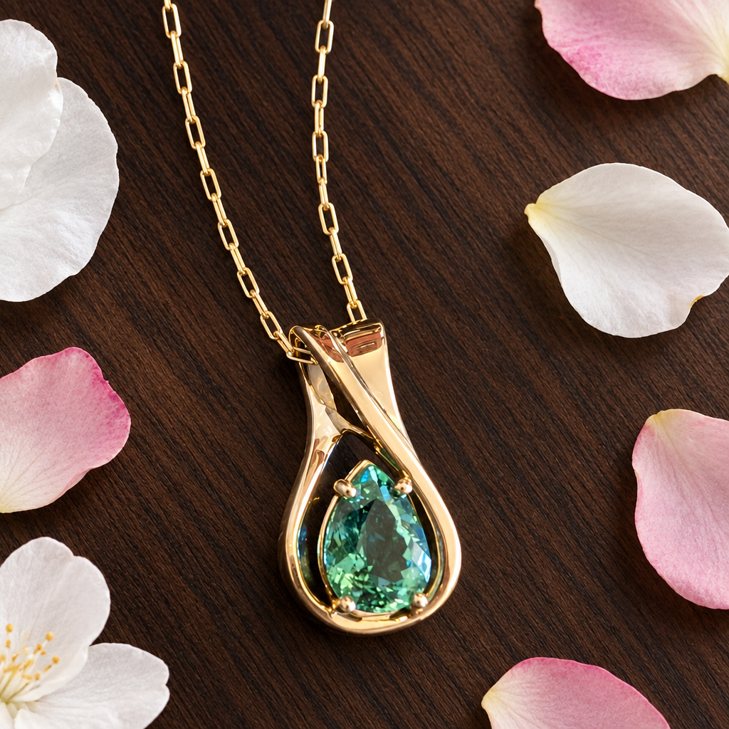Carved Loop Pendant with Tourmaline