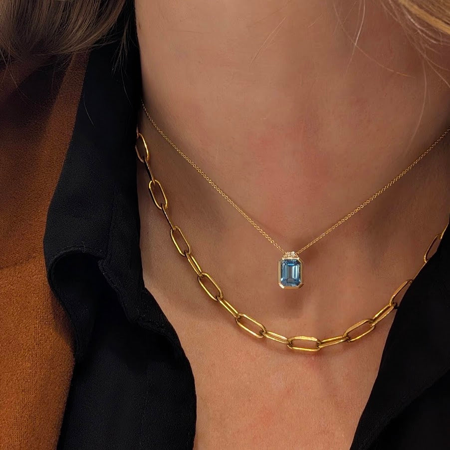 Bezel Topaz Slide with Pavé