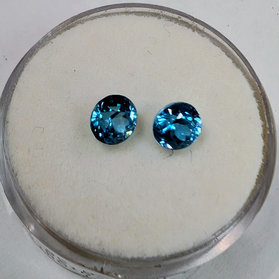 Pair of Round Blue Zircon