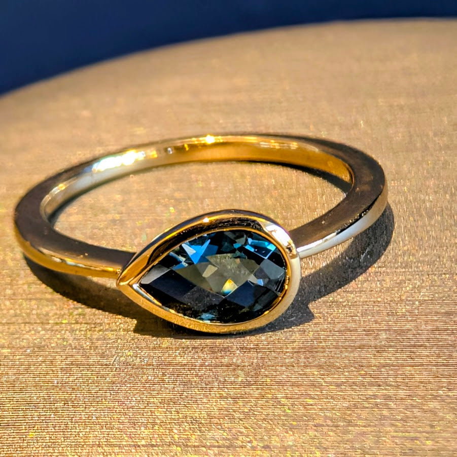 Horizontal Pear Topaz Ring