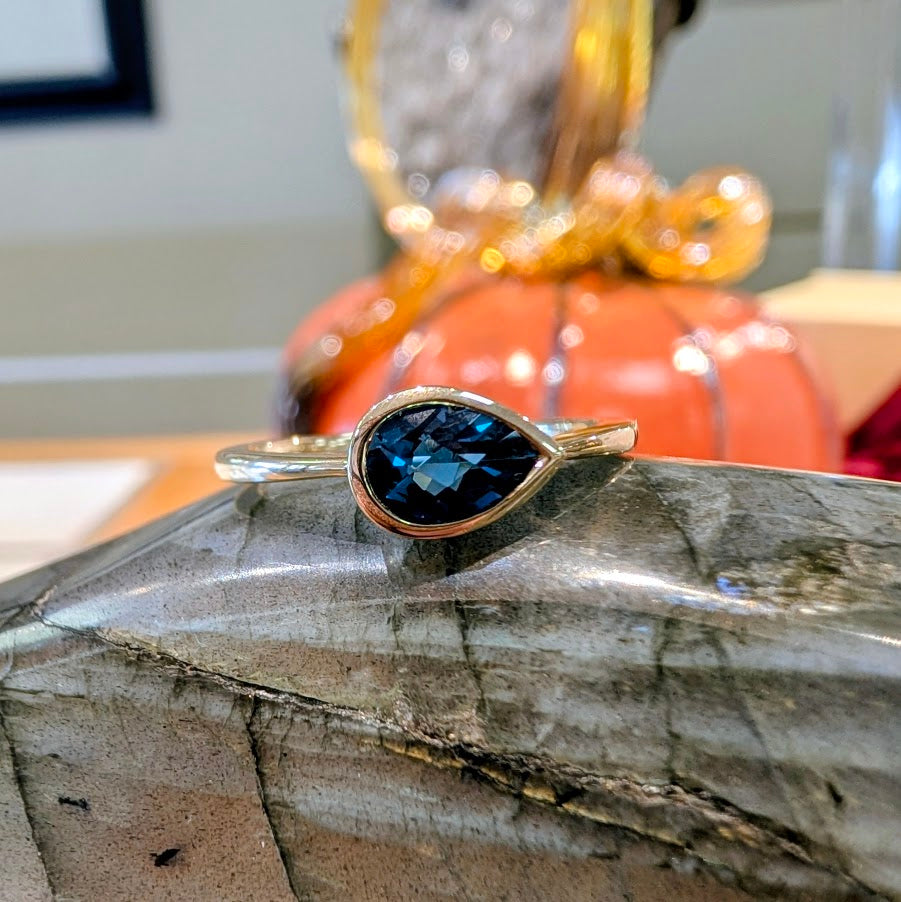 Horizontal Pear Topaz Ring