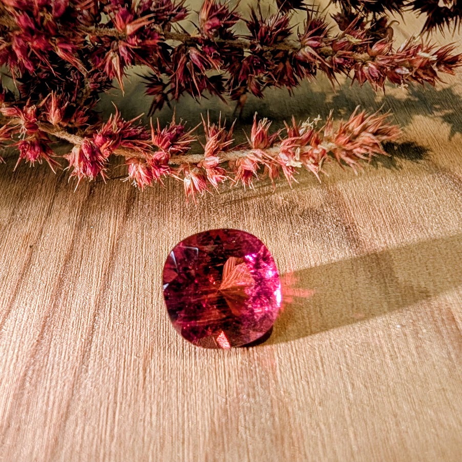 Cushion Cut Pink/Orange Sunset Tourmaline  2.65ct