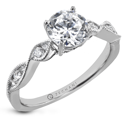 Photo of "Alicia" Engagement Ring in a decorative scene, designed by , available at Plumb Gold & Plumb Silver